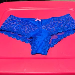NWOT Victoria’s Secret Blue and Pink mesh and animal print cheeky panties